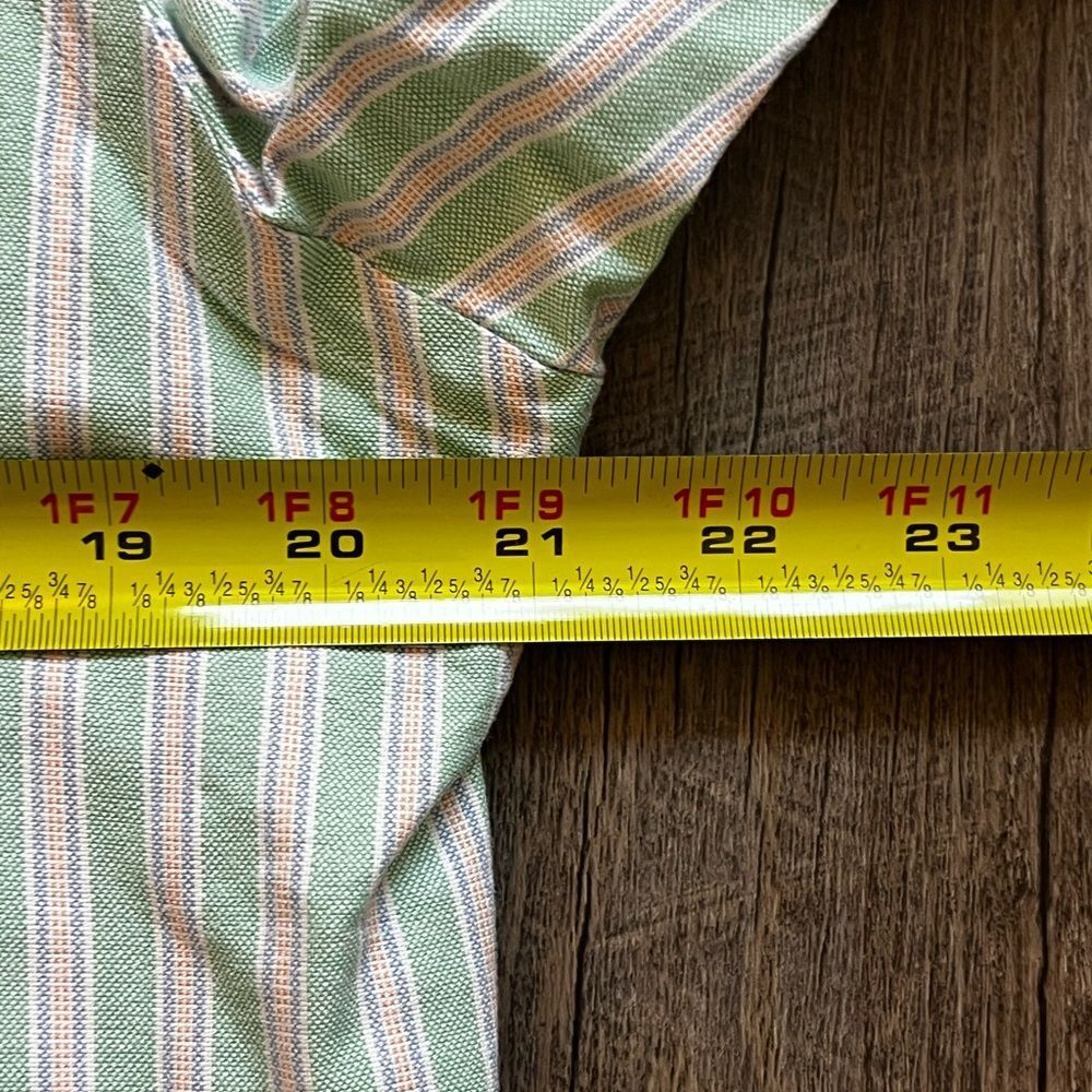 Ralph Lauren Mens Shirt Custom Fit Button Down Long Sleeves Striped Green Medium - Picture 7 of 9